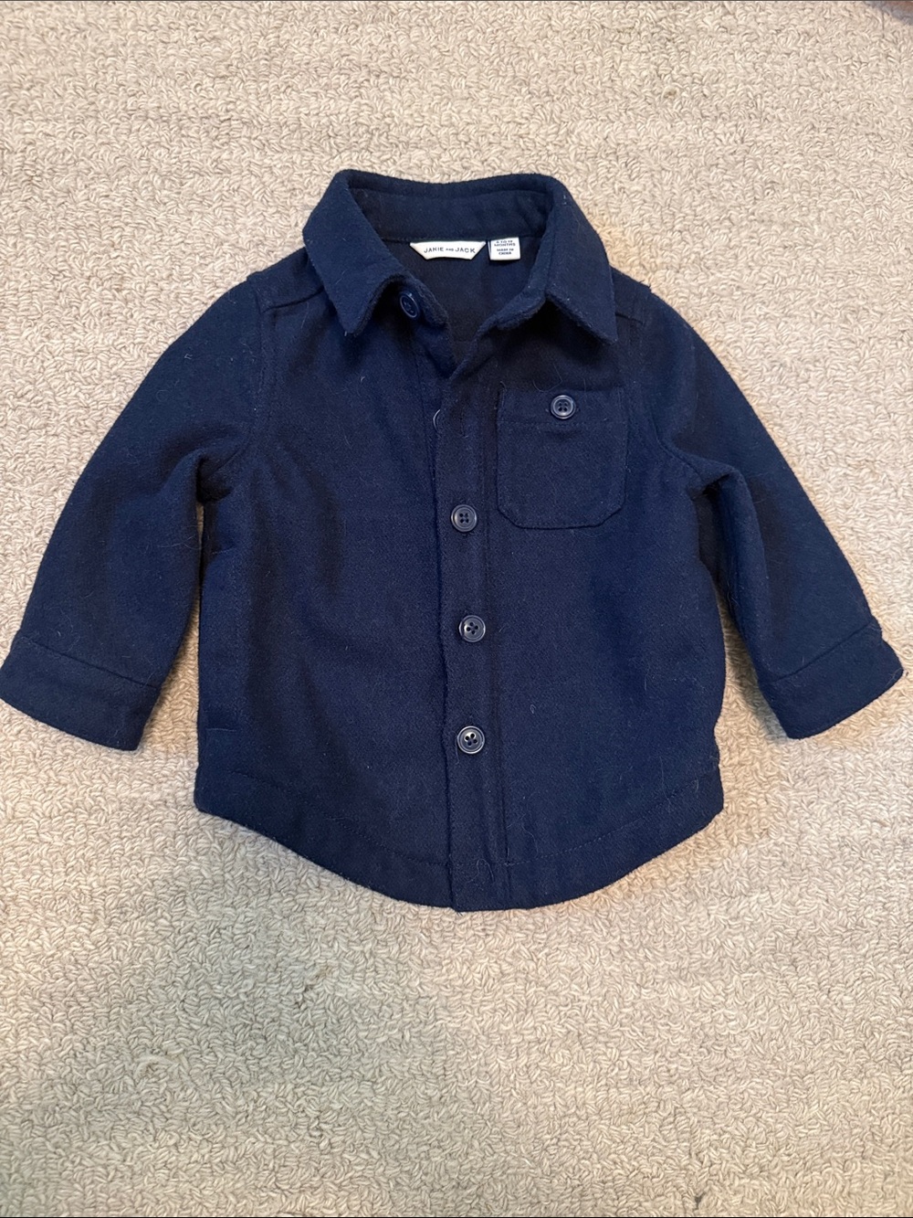 Janie and Jack Navy Button-Up Shirt Jacket